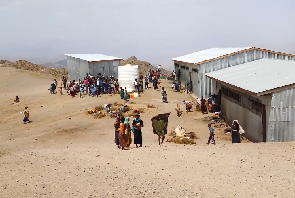 Tigrayans displaced by hunger wait for aid in Sekota, Ethiopia, on May 19, 2022. (Photo: Henry Wilkins/Wikimedia Commons)
